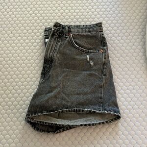 Zara: Washed Black Denim Jean Short